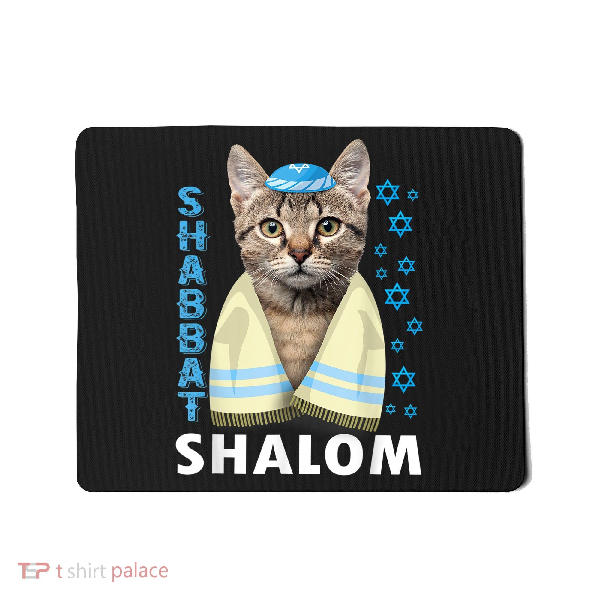 Funny Jewish Shabbat Shalom Cute Cat With Kippah Mousepad
