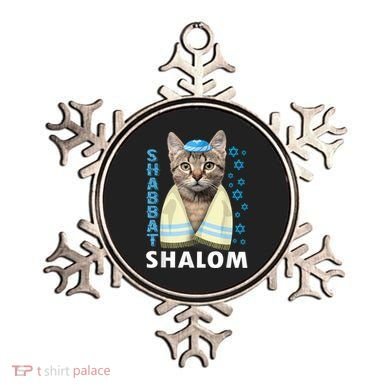 Funny Jewish Shabbat Shalom Cute Cat With Kippah Ornament