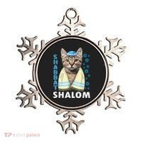 Funny Jewish Shabbat Shalom Cute Cat With Kippah Ornament thumb 0