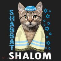 Funny Jewish Shabbat Shalom Cute Cat With Kippah Golf Towel thumb 3