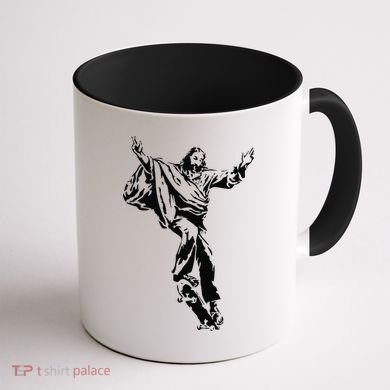 Funny Jesus Skateboarding Skater And Skateboard Jesus Design Coffee Mug back