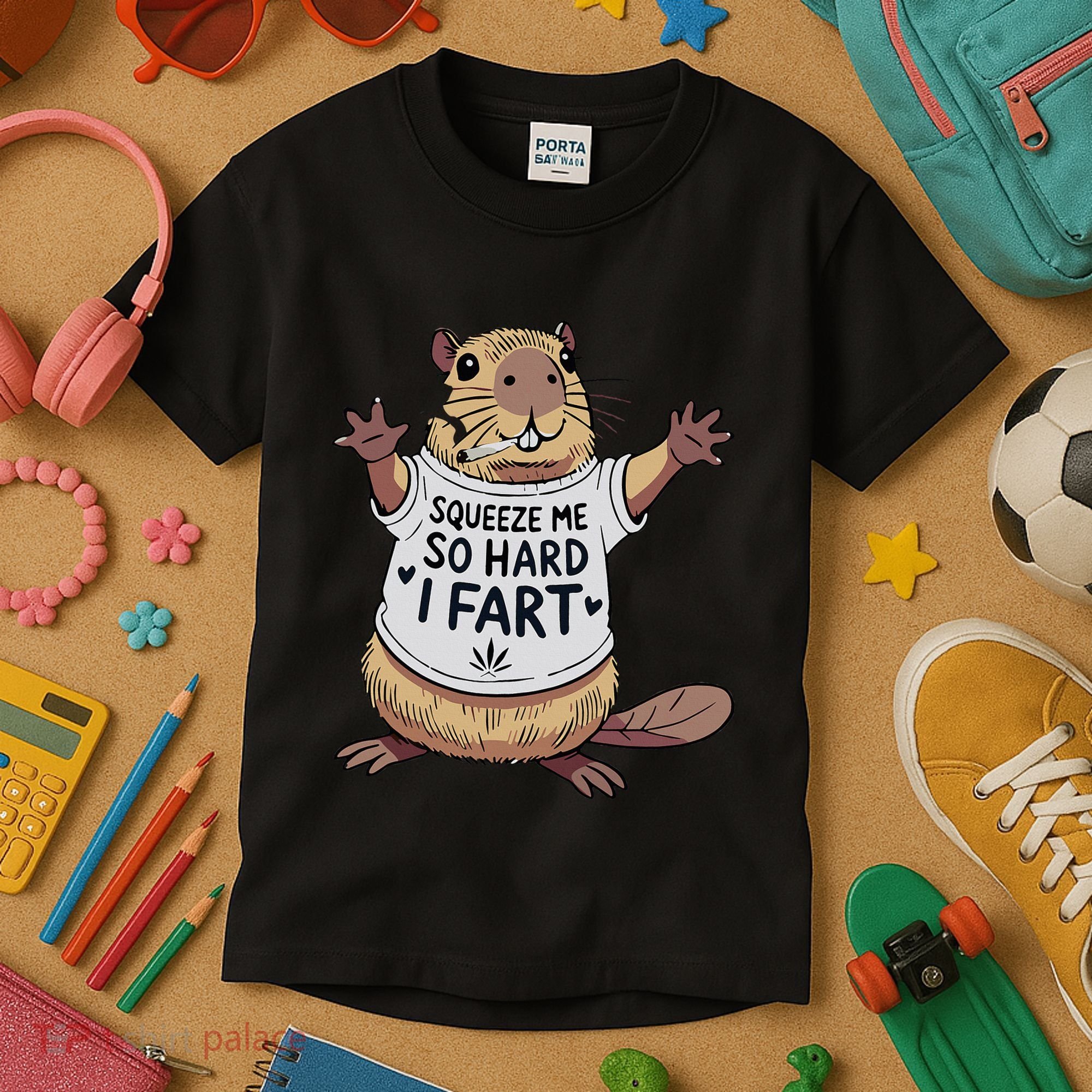 Funny Joke Squeeze Me So Hard I Fart Kids T-Shirt