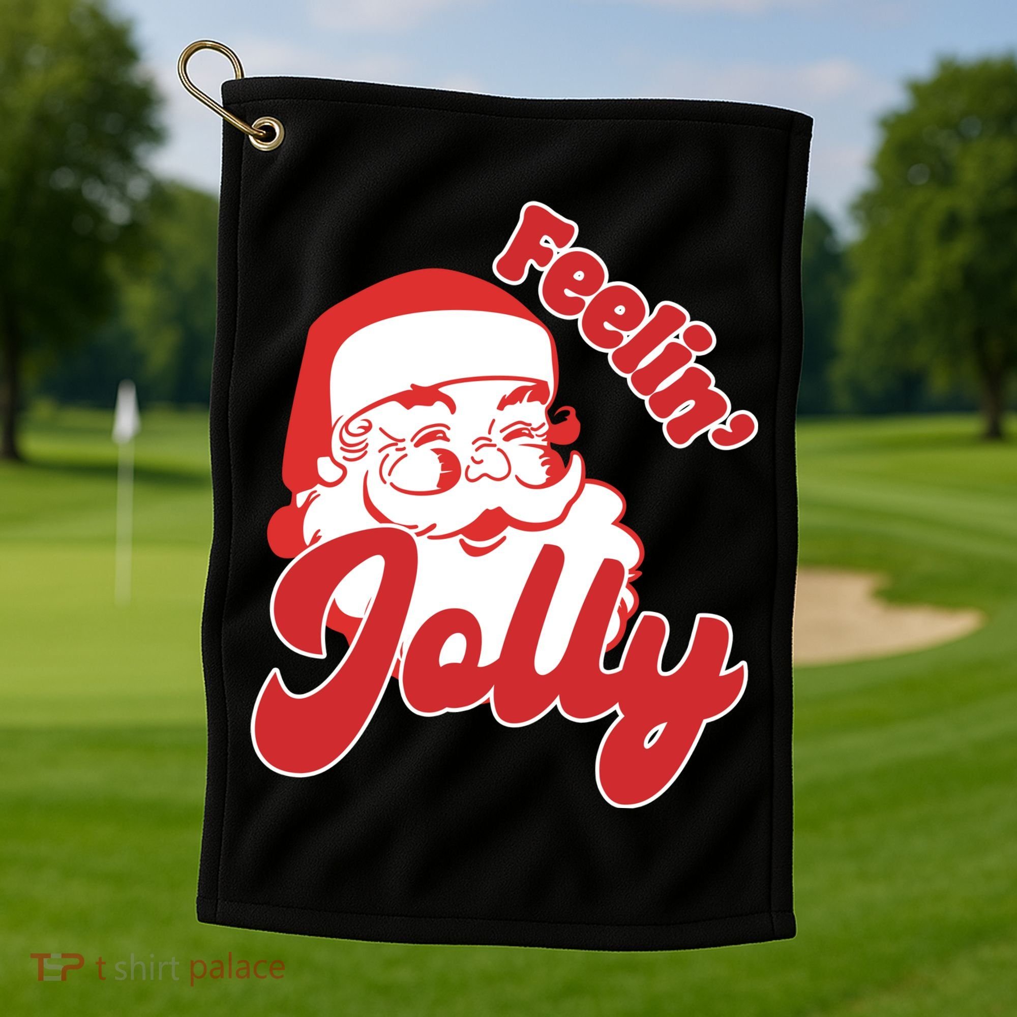 Feelin Jolly Santa Claus Christmas Holiday Golf Towel