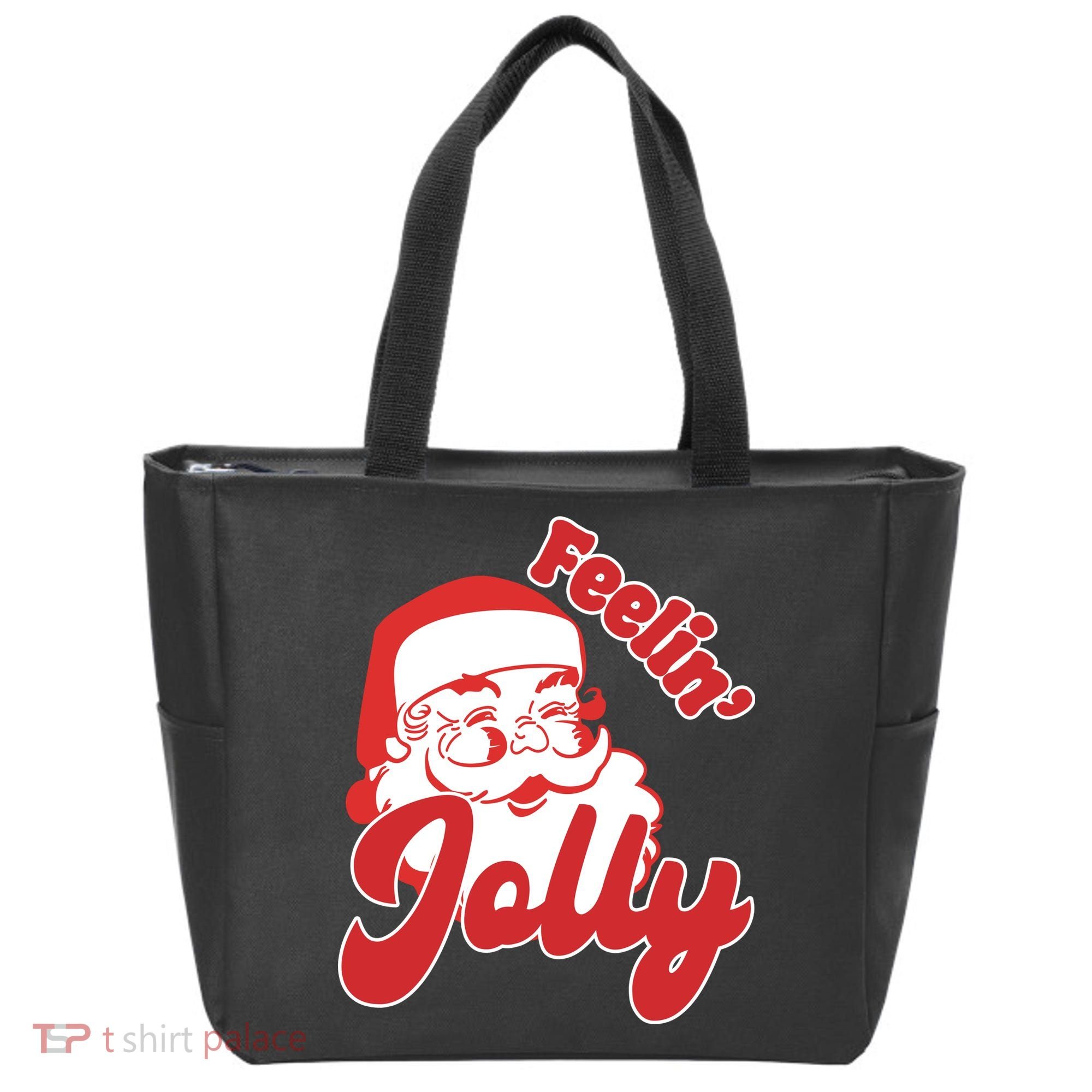Feelin Jolly Santa Claus Christmas Holiday Tote Bag