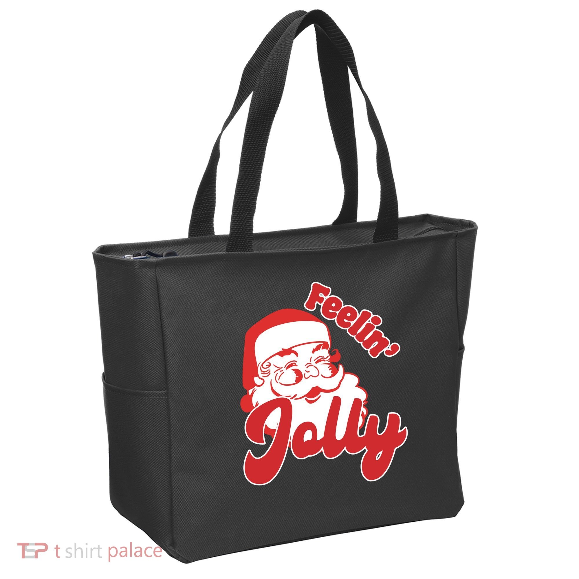 Feelin Jolly Santa Claus Christmas Holiday Tote Bag