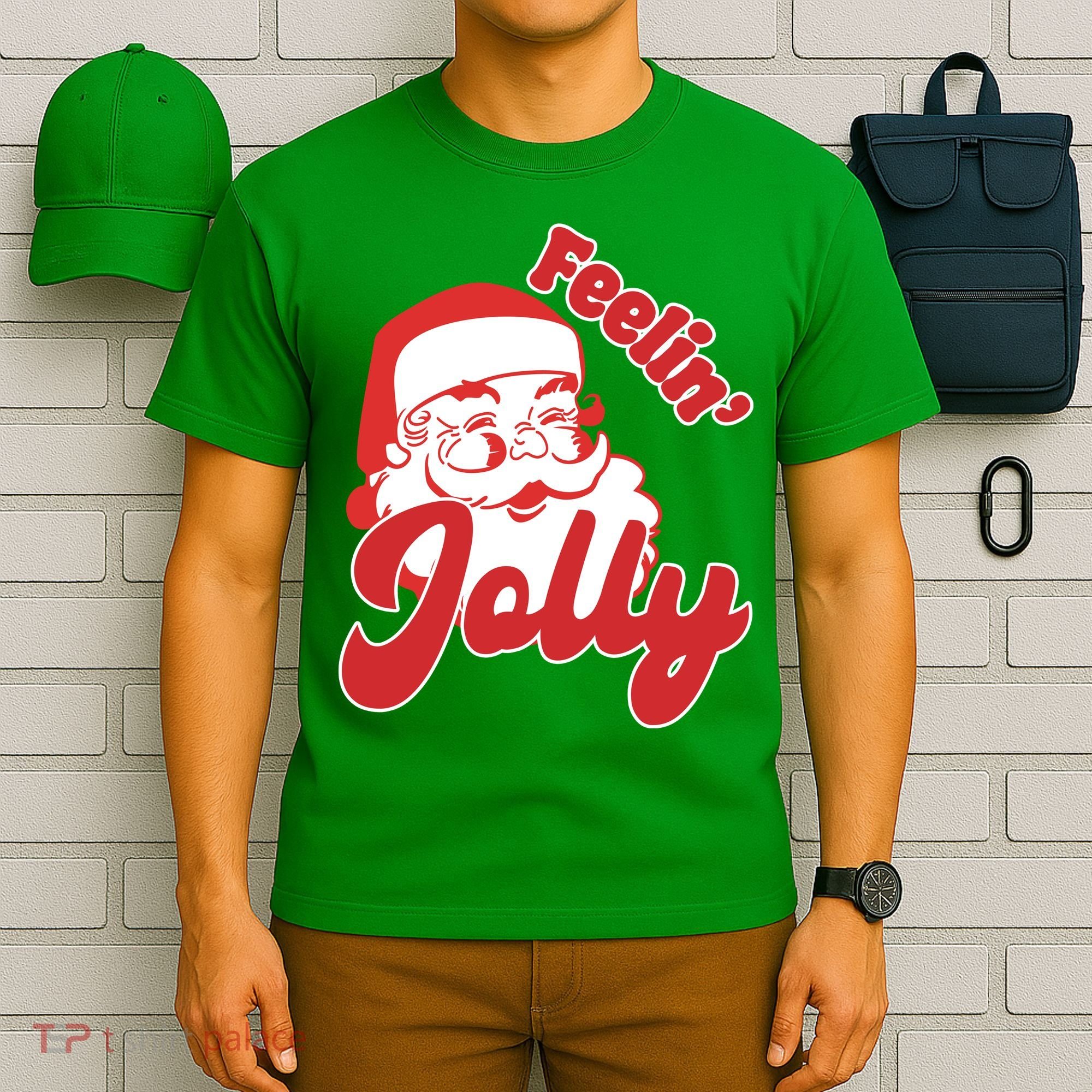 Feelin Jolly Santa Claus Christmas Holiday T-Shirt