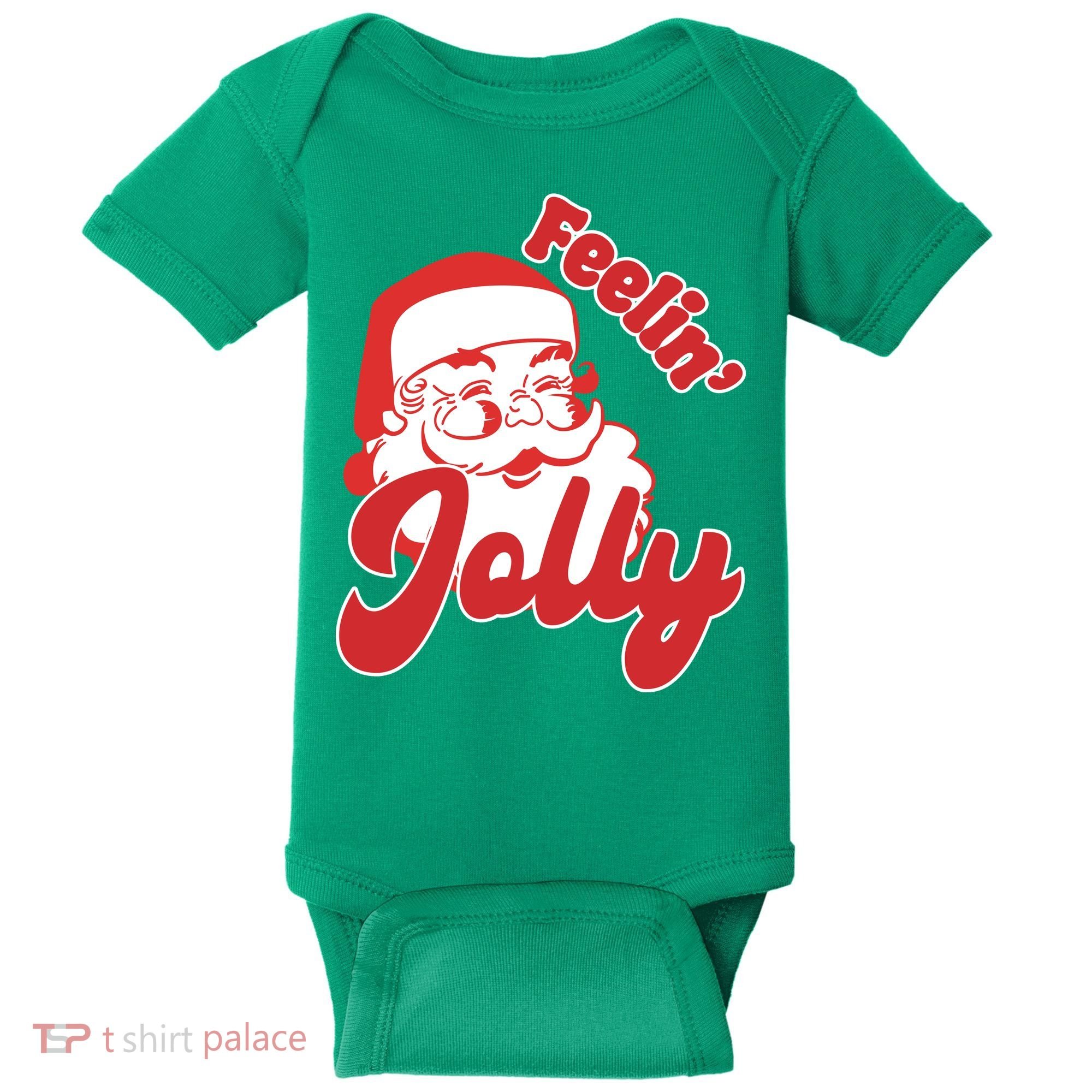 Feelin Jolly Santa Claus Christmas Holiday Baby Bodysuit