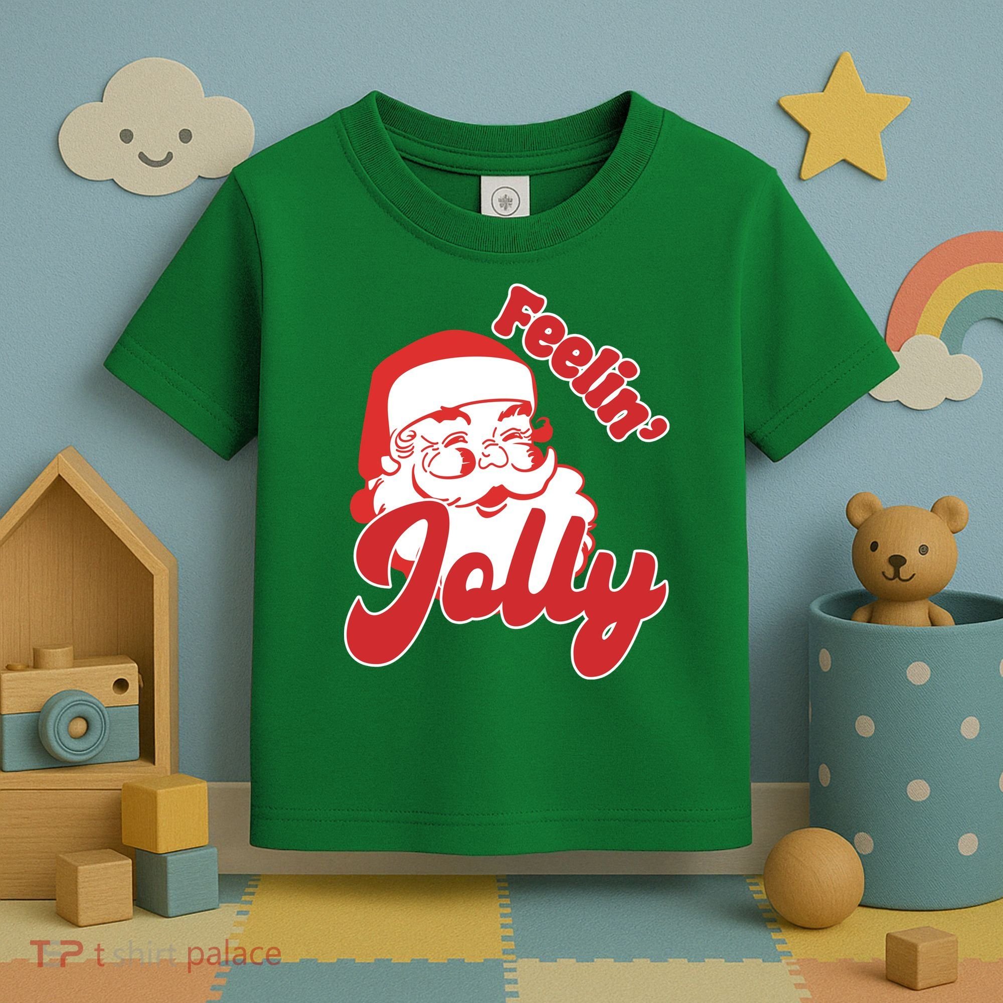 Feelin Jolly Santa Claus Christmas Holiday Toddler T-Shirt