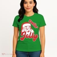 Feelin Jolly Santa Claus Christmas Holiday Women's T-Shirt thumb 4