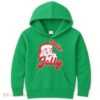 Feelin Jolly Santa Claus Christmas Holiday Kids Hoodie thumb 0
