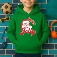Feelin Jolly Santa Claus Christmas Holiday Kids Hoodie thumb 2