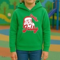 Feelin Jolly Santa Claus Christmas Holiday Kids Hoodie thumb 3