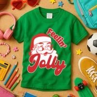 Feelin Jolly Santa Claus Christmas Holiday Kids T-Shirt thumb 3