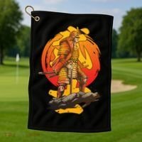Firey Japanese Samurai Warrior Golf Towel thumb 1
