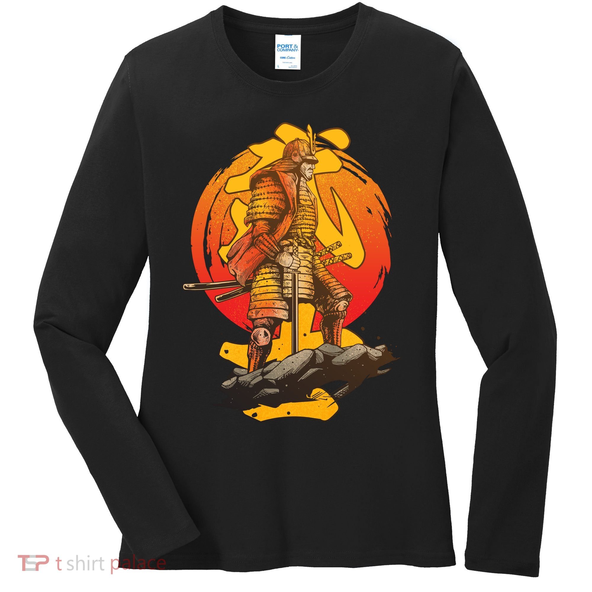 Firey Japanese Samurai Warrior Women's Long Sleeve Shirt