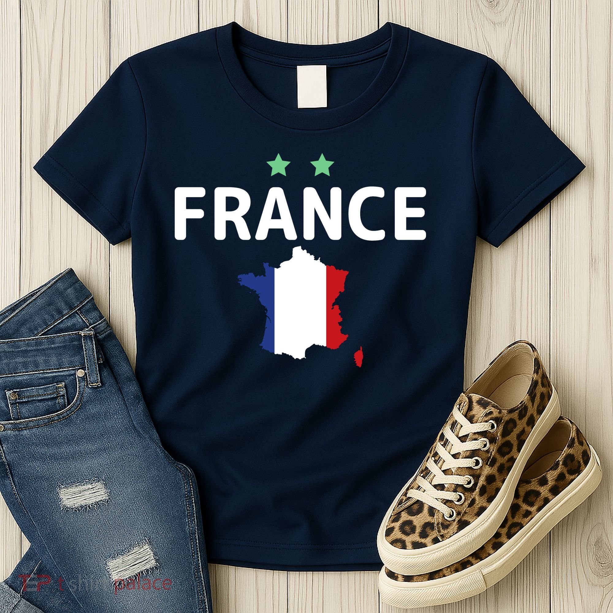 France Jersey Soccer Fan Map Flag Women's T-Shirt