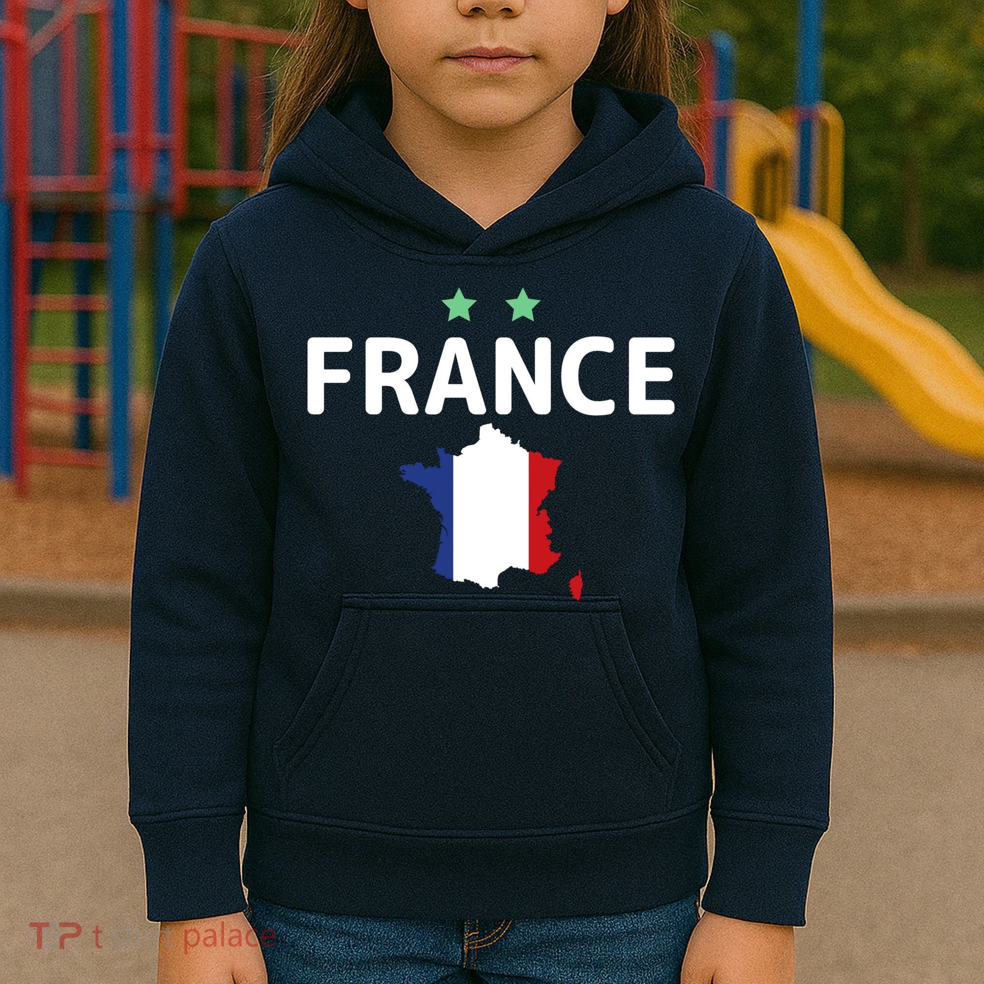 France Jersey Soccer Fan Map Flag Kids Hoodie