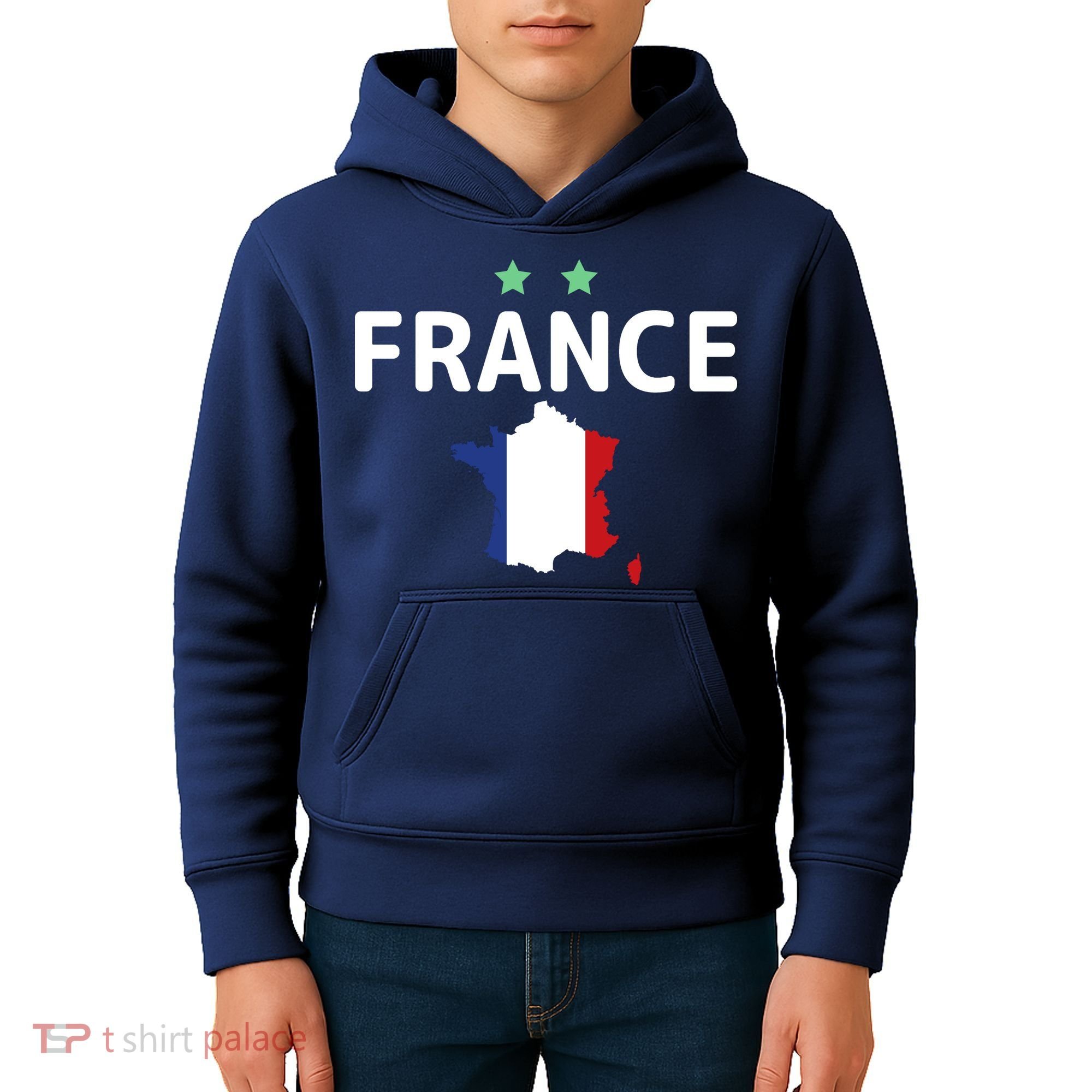 France Jersey Soccer Fan Map Flag Kids Hoodie