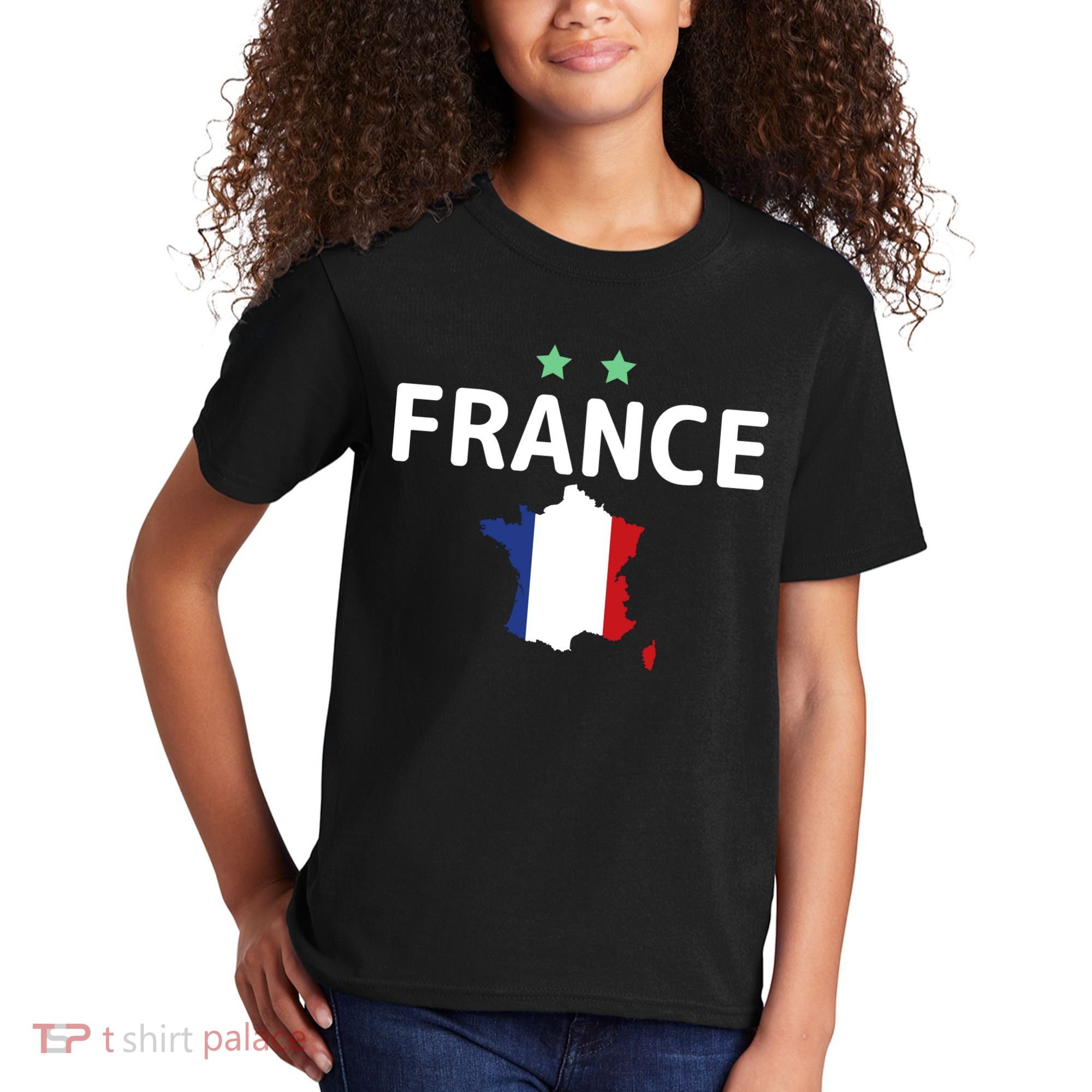 France Jersey Soccer Fan Map Flag Kids T-Shirt