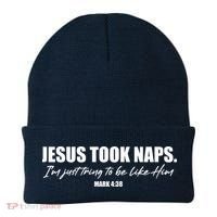 Funny Jesus Took Naps I'm Just Tring To Be Like Him Mark 4 38 Beanie thumb 0
