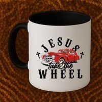 Funny Jesus Take The Wheel Classic Hot Rod Car Coffee Mug thumb 2