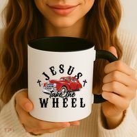 Funny Jesus Take The Wheel Classic Hot Rod Car Coffee Mug thumb 3