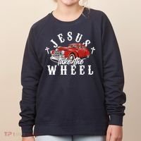Funny Jesus Take The Wheel Classic Hot Rod Car Women's Sweatshirt thumb 0