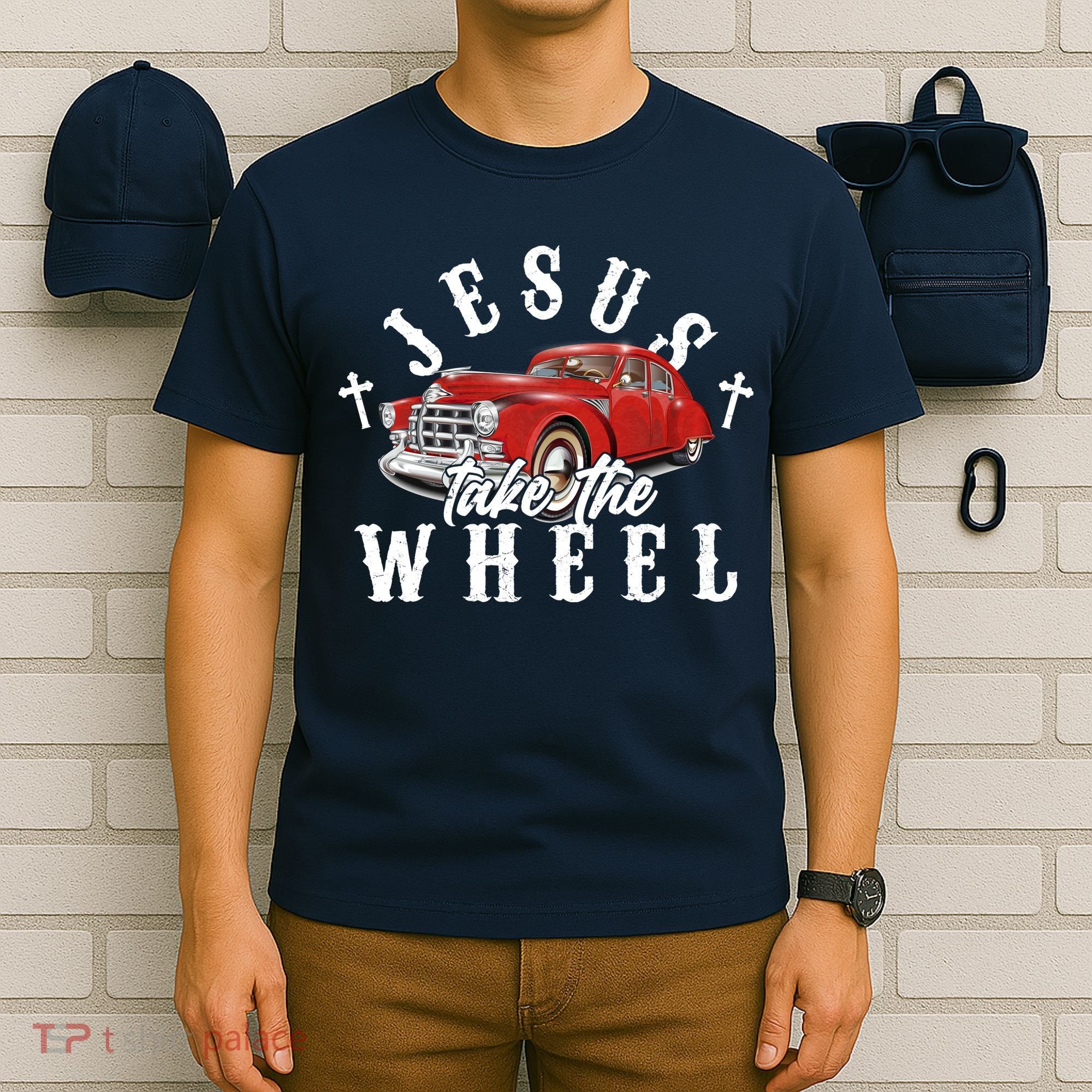 Funny Jesus Take The Wheel Classic Hot Rod Car T-Shirt