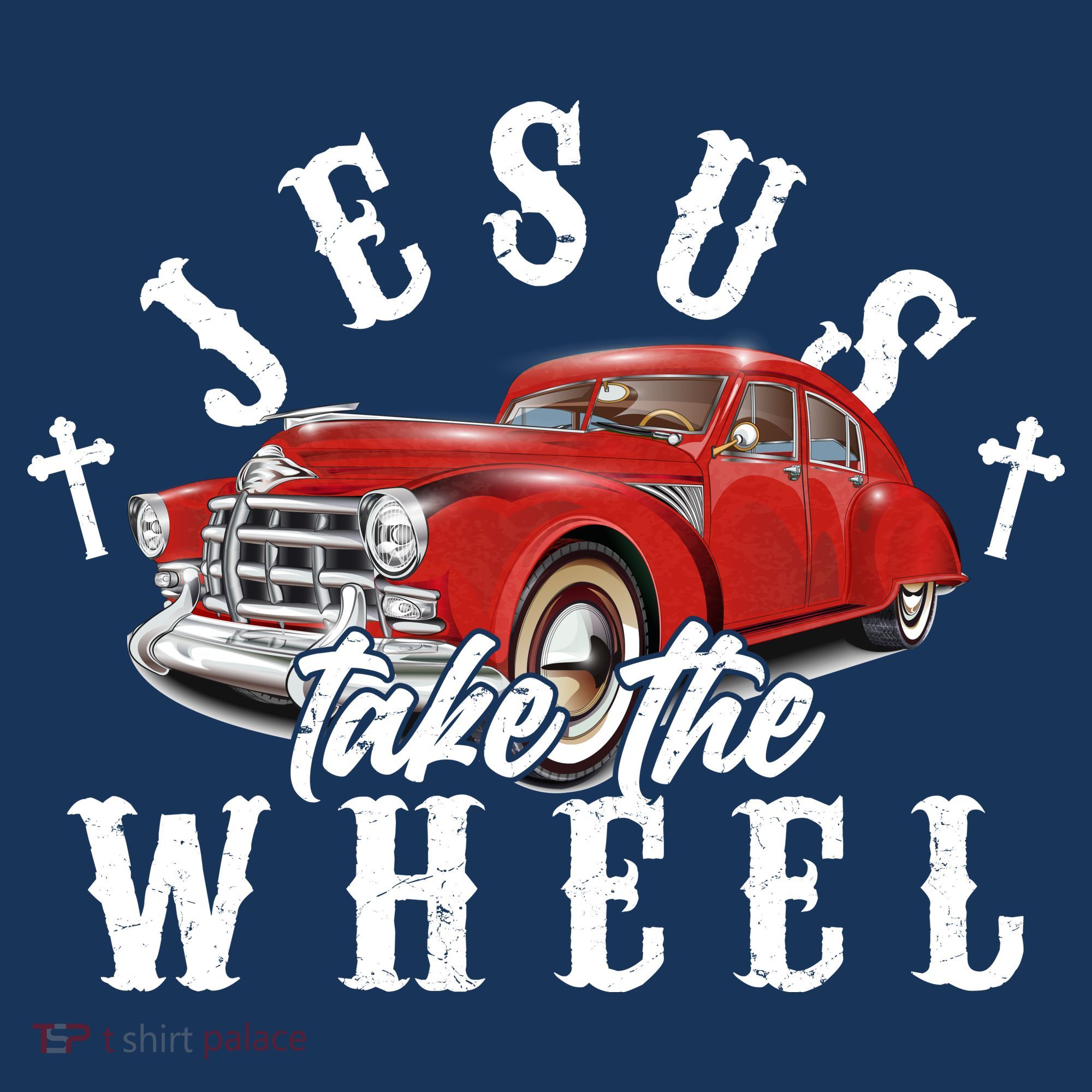 Funny Jesus Take The Wheel Classic Hot Rod Car Women's Tank Top