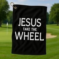 Funny Jesus Take The Wheel Happy Easter Family Gift Golf Towel thumb 1
