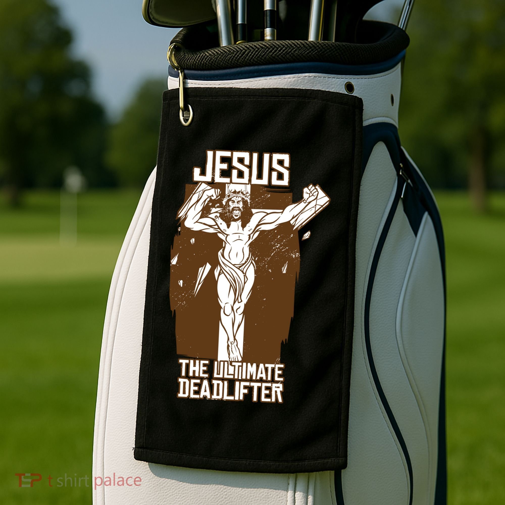 Funny Jesus The Ultimate Deadlifter Deadlift Afterlife Meaningful Gift Golf Towel