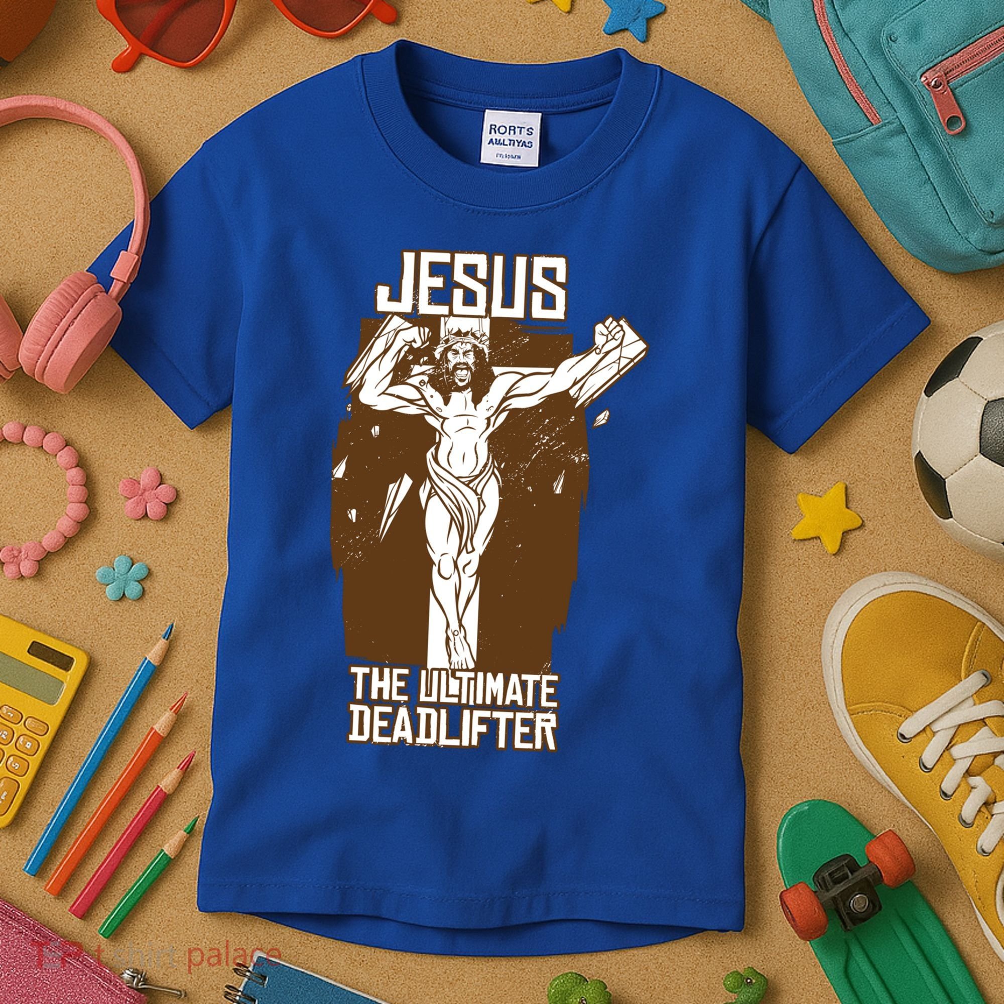 Funny Jesus The Ultimate Deadlifter Deadlift Afterlife Meaningful Gift Kids T-Shirt