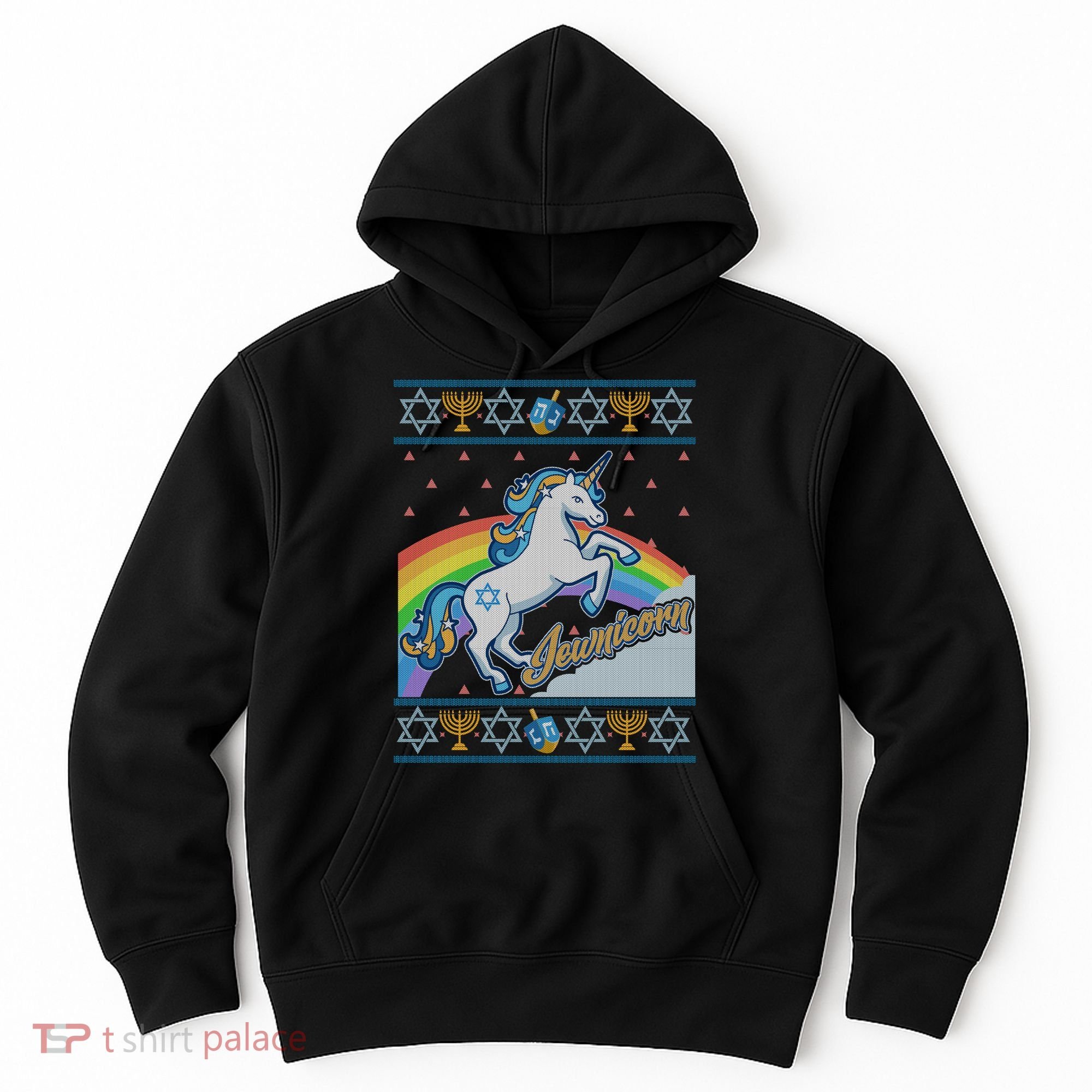Funny Jewnicorn Unicorn Ugly Hanukkah Sweater Hoodie