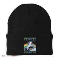 Funny Jewnicorn Unicorn Ugly Hanukkah Sweater Beanie thumb 0