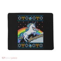 Funny Jewnicorn Unicorn Ugly Hanukkah Sweater Mousepad thumb 0
