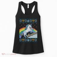Funny Jewnicorn Unicorn Ugly Hanukkah Sweater Women's Tank Top thumb 0
