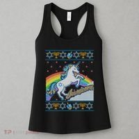 Funny Jewnicorn Unicorn Ugly Hanukkah Sweater Women's Tank Top thumb 3