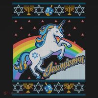 Funny Jewnicorn Unicorn Ugly Hanukkah Sweater Visor thumb 3