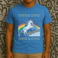 Funny Jewnicorn Unicorn Ugly Hanukkah Sweater T-Shirt thumb 3