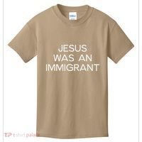 Funny Jesus Was An Immigrant Faith Jesus Christian Kids T-Shirt thumb 0