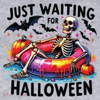 Funny Just Waiting For Halloween Skeleton Spooky Vibe Summer Women's Sweatshirt thumb 2
