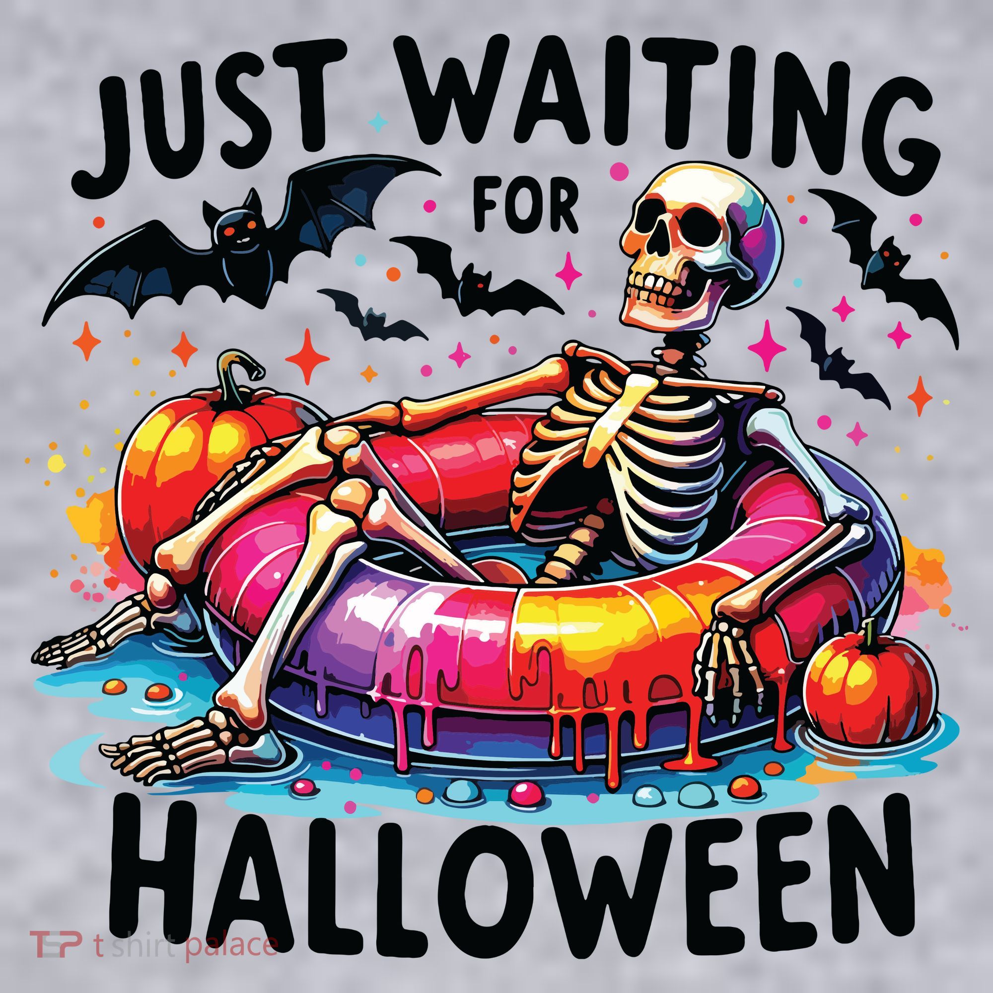 Funny Just Waiting For Halloween Skeleton Spooky Vibe Summer Women's Sweatshirt