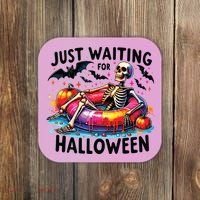 Funny Just Waiting For Halloween Skeleton Spooky Vibe Summer Coaster thumb 0