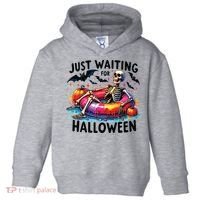 Funny Just Waiting For Halloween Skeleton Spooky Vibe Summer Toddler Hoodie thumb 0