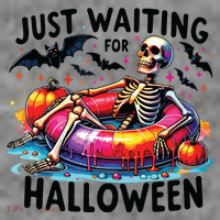 Funny Just Waiting For Halloween Skeleton Spooky Vibe Summer Toddler Hoodie thumb 2