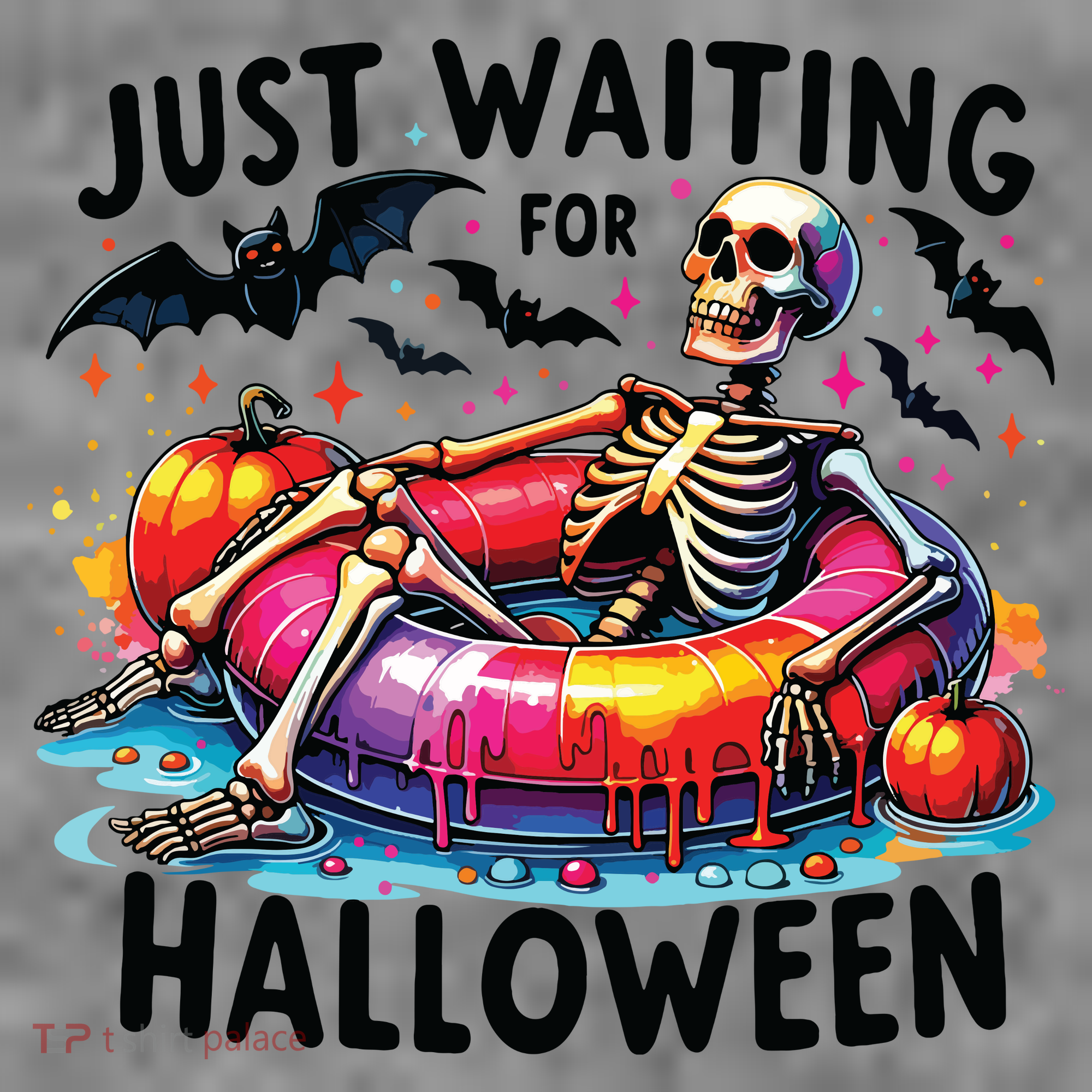 Funny Just Waiting For Halloween Skeleton Spooky Vibe Summer Toddler Hoodie