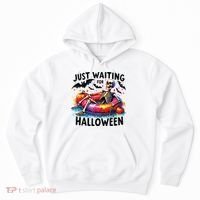 Funny Just Waiting For Halloween Skeleton Spooky Vibe Summer Hoodie thumb 0