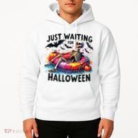 Funny Just Waiting For Halloween Skeleton Spooky Vibe Summer Hoodie thumb 2