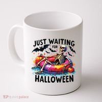 Funny Just Waiting For Halloween Skeleton Spooky Vibe Summer Coffee Mug thumb 0
