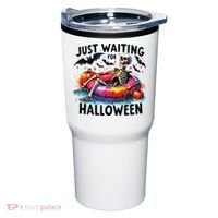 Funny Just Waiting For Halloween Skeleton Spooky Vibe Summer Tumbler thumb 0